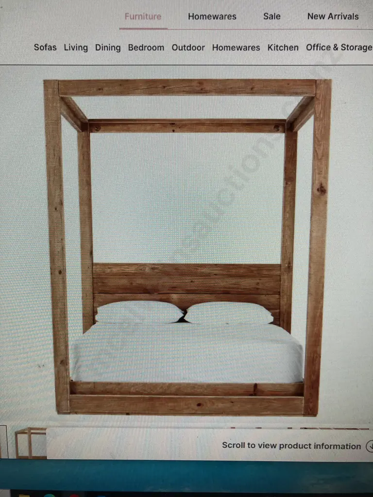 Ex Early Settler Kalise Reclaimed Timber 4 Poster Queen Bed (Requires Assembly) Image 1++